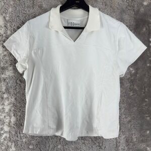 Marcia Size XL Textured Athletic Golf Tennis Polo Shirt White Short Sleeve Girls